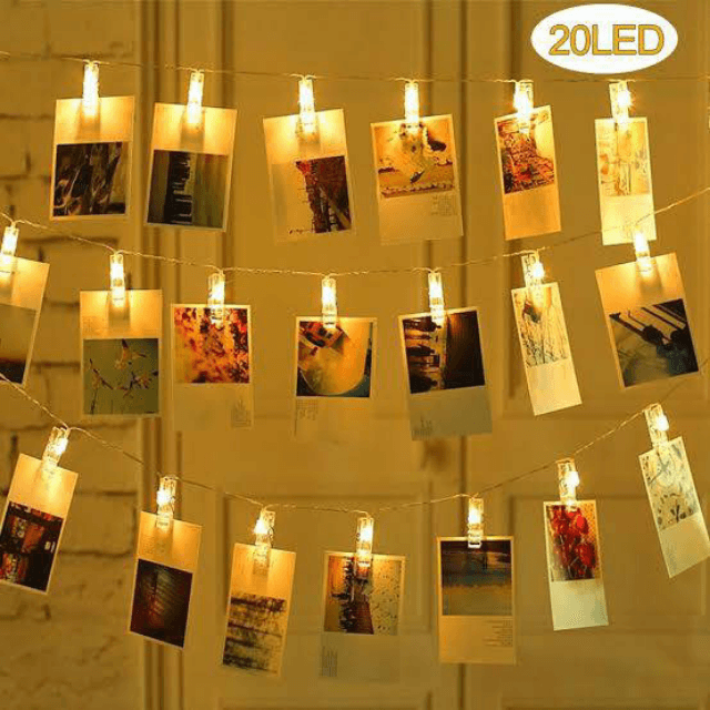 Polaroid Pictures With Fairy Lights And 20 Clip For Birthday